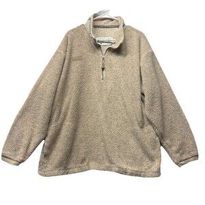 Vintage Columbia Sportswear Deep Pile Fleece 1/4 Quarter Zip Beige XL Unisex USA